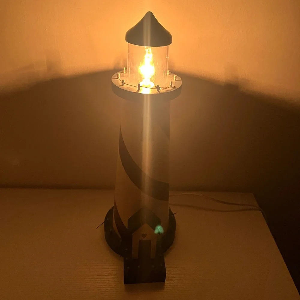 NCE Nautical Lighthouse Table Lamp Wood Coastal Beach Decor Working Light - Picture 4 of 10